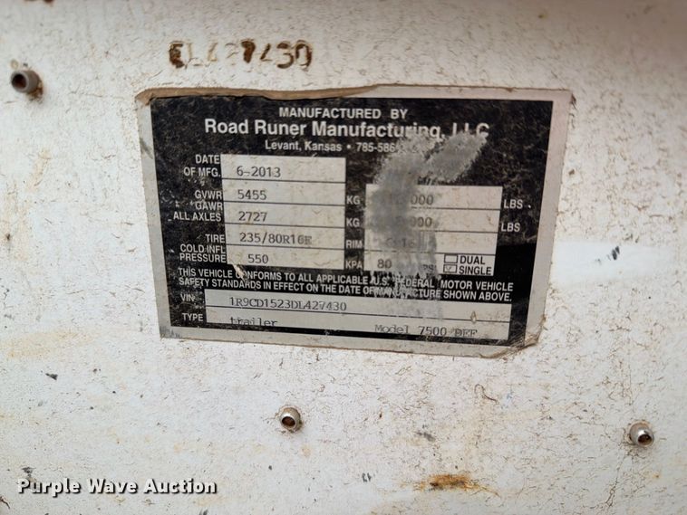 image for item EI7716 2013 Road runner fuel trailer