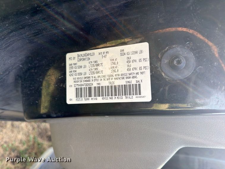 image for item EP7701 2007 Dodge Ram 3500 Ext. Cab flatbed pickup truck