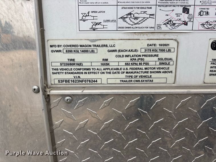 image for item ER3384 2021 Covered Wagon Inc. enclosed cargo trailer
