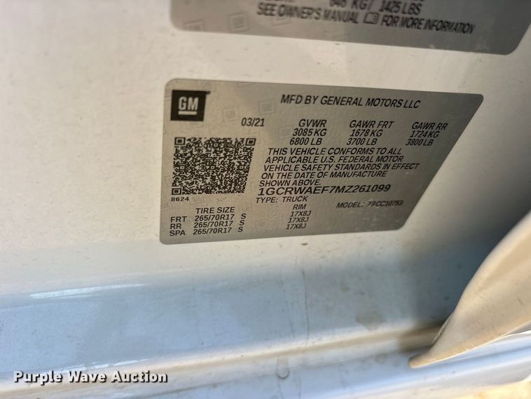 image for item ES8145 2021 Chevrolet Silverado 1500 Crew Cab pickup truck