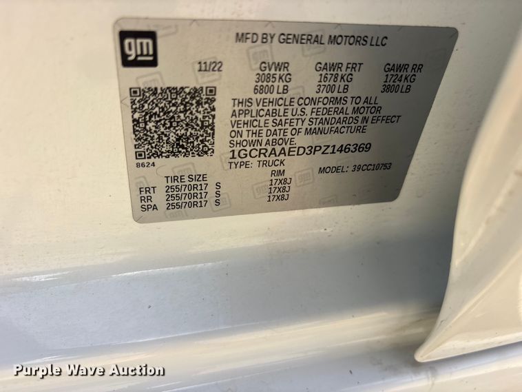 image for item ET0412 2023 Chevrolet Silverado 1500 Ext. Cab pickup truck