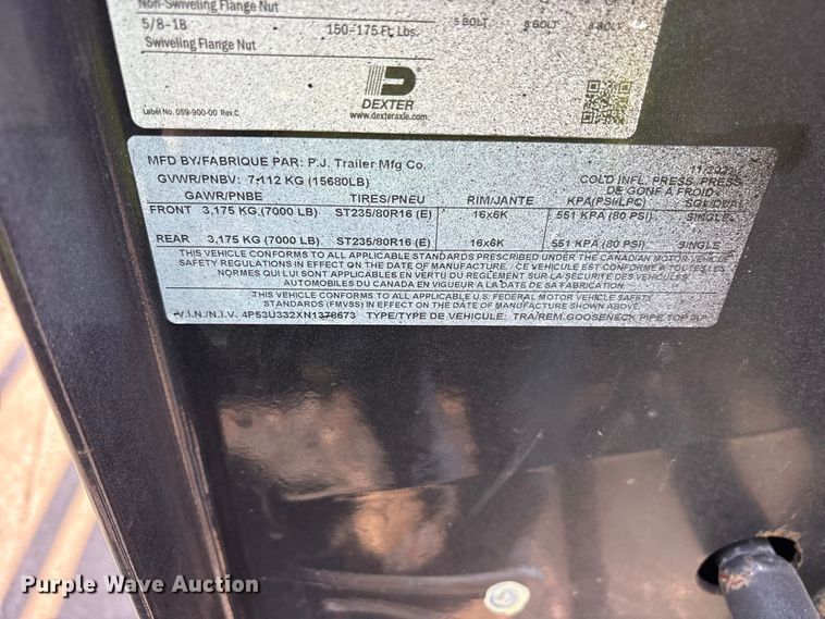 image for item ET0498 2022 PJ equipment trailer