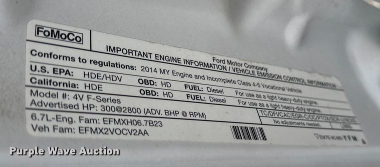 image for item ET7363 2014 Ford F550 truck cab and chassis