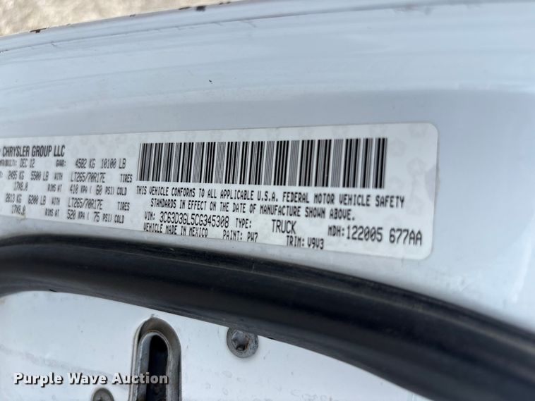 image for item EU0765 2012 Dodge Ram 3500 Crew Cab pickup truck