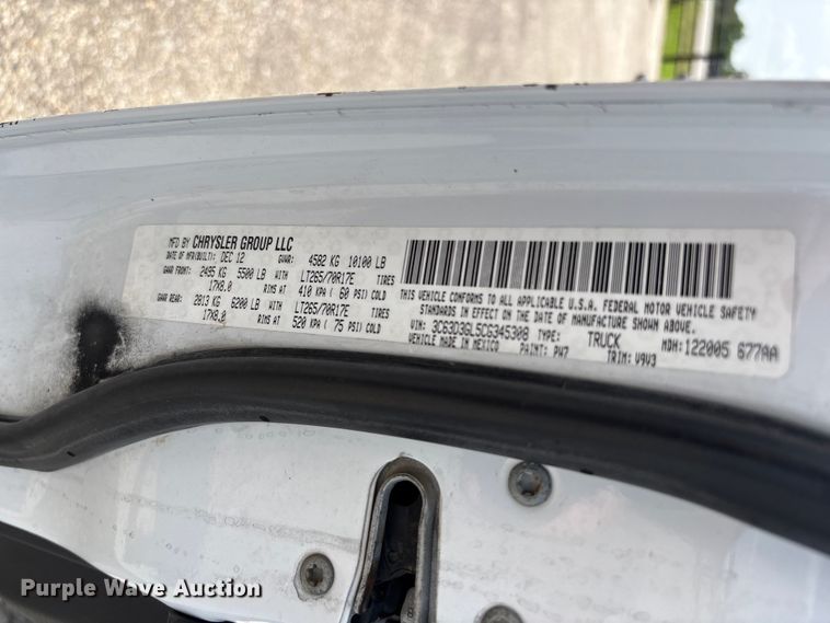 image for item EU0765 2012 Dodge Ram 3500 Crew Cab pickup truck