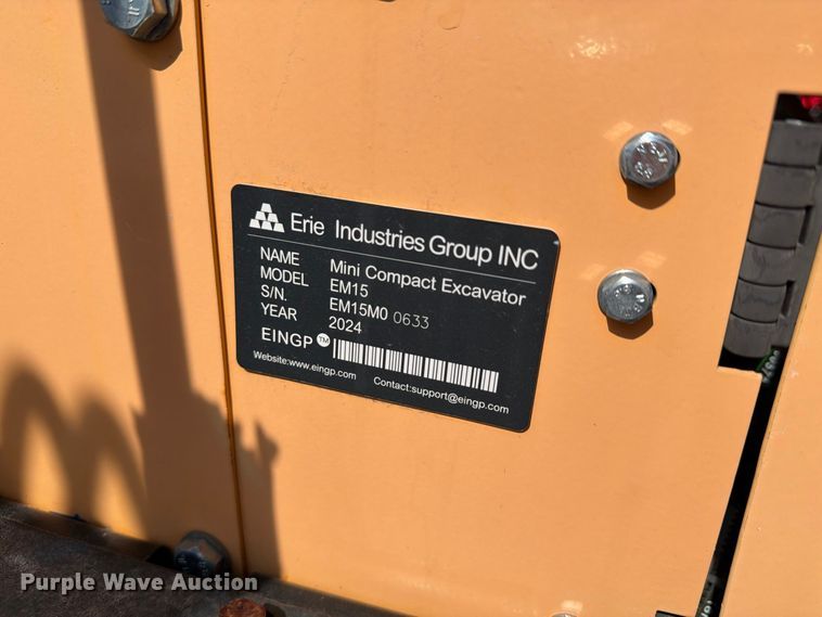 image for item EU1534 2024 Erie Industries EM15 mini excavator