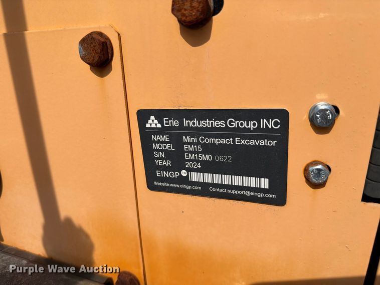 image for item EU1536 2024 Erie Industries EM15 mini excavator