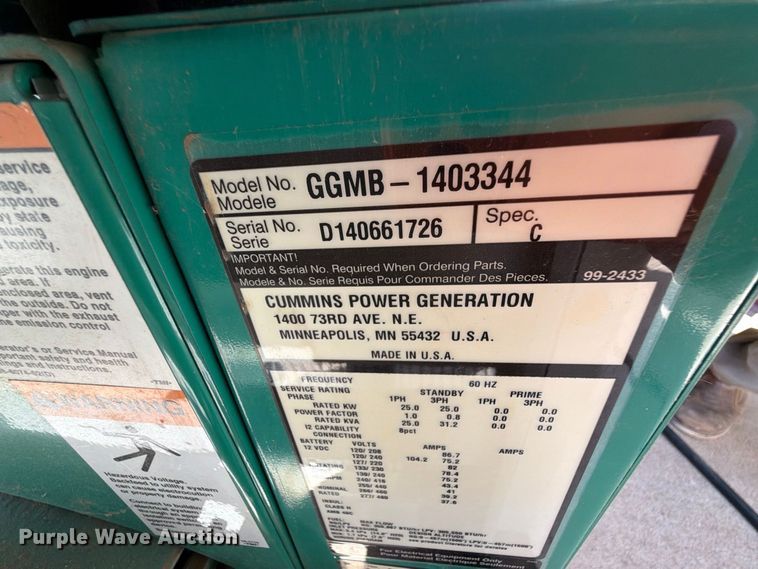image for item EW8907 Cummins GGMB-1403344 generator