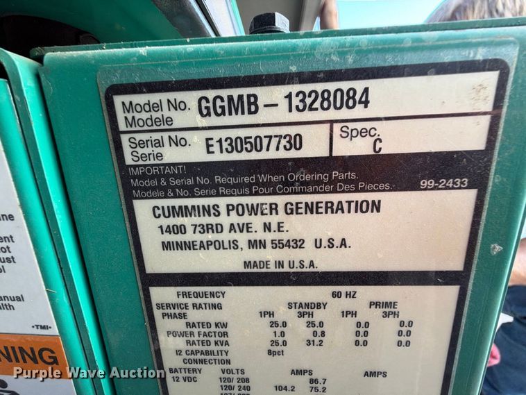 image for item EW8911 Cummins GGMB-1328084 generator