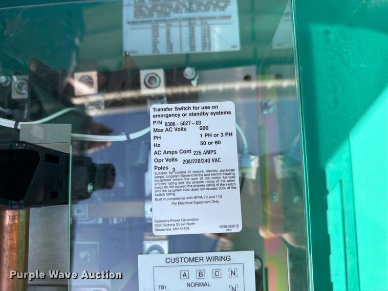 image for item EW8915 Cummins 00TECB-1445978 transfer switch