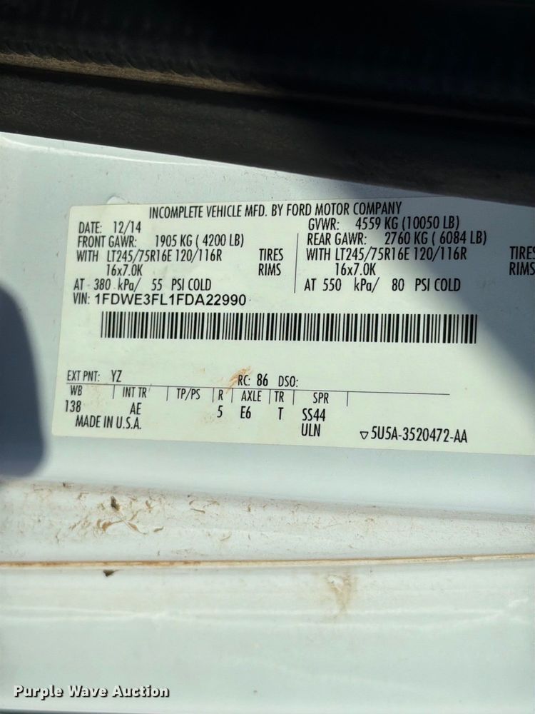 image for item EW8921 2015 Ford Econoline E350 utility van