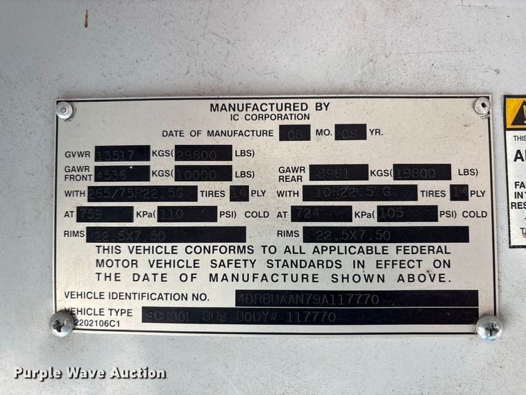 image for item EX0044 2009 IC PB105 school bus
