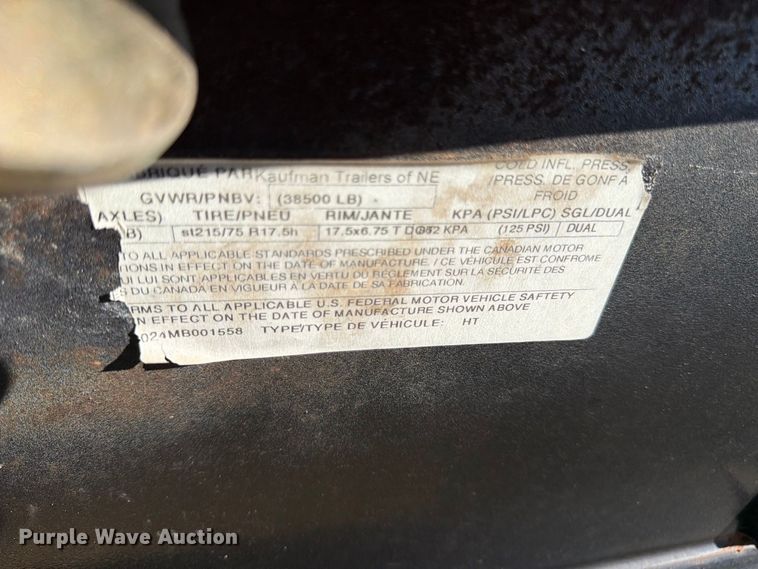 image for item EX0537 2021 Kaufman FHT-15K-30D equipment trailer