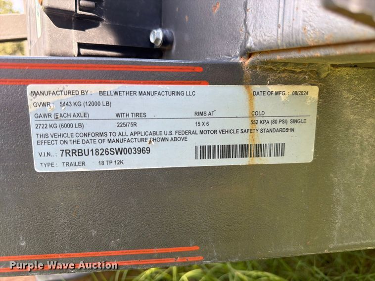 image for item EX0543 2025 Bellwether utility trailer