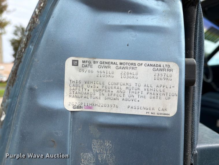 image for item EX1009 1987 Pontiac Grand Prix Brougham
