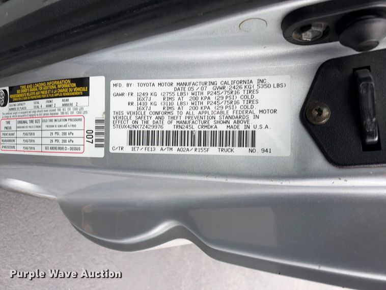 image for item EX2320 2007 Toyota Tacoma Ext. Cab pickup truck