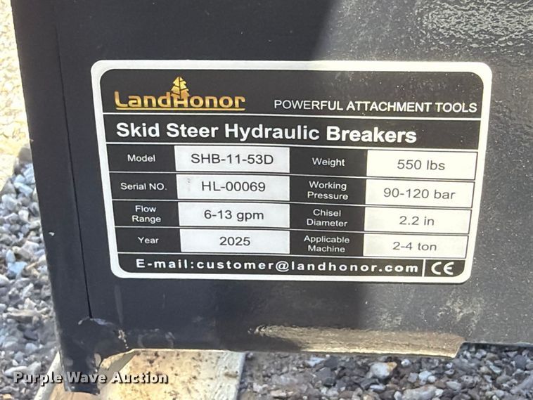 image for item EX4223 2025 LandHonor SHB-11-53D skid steer breaker