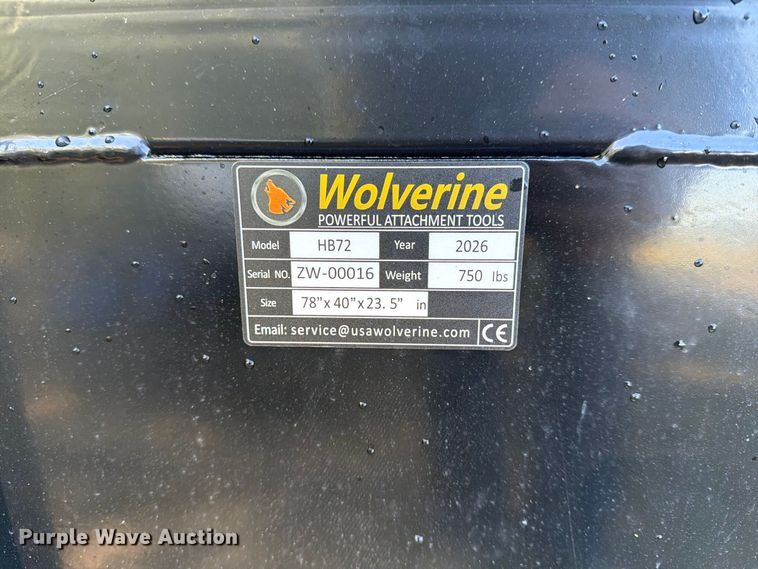 image for item EX4350 2026 Wolverine HB72 skid steer power rake bucket