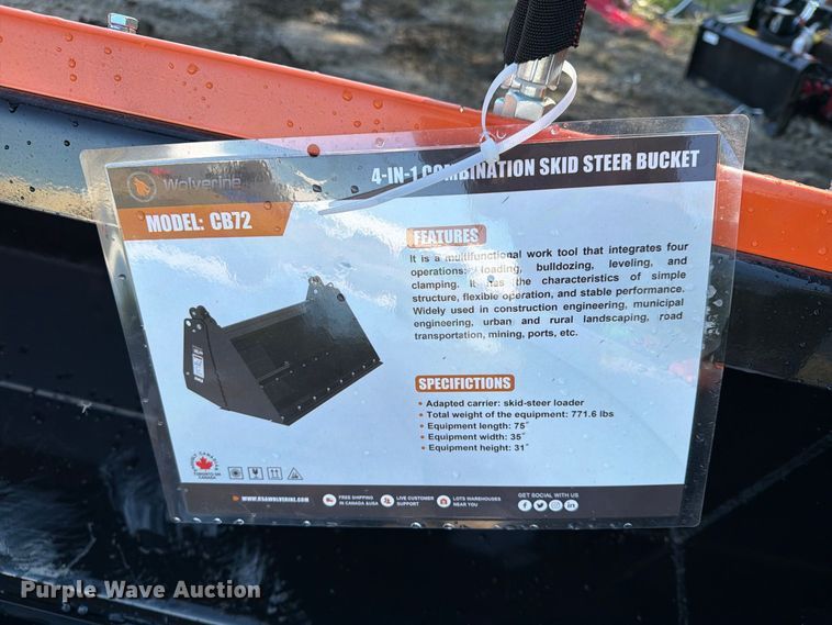 image for item EX4351 2026 Wolverine CB72 skid steer 4-in-1 bucket