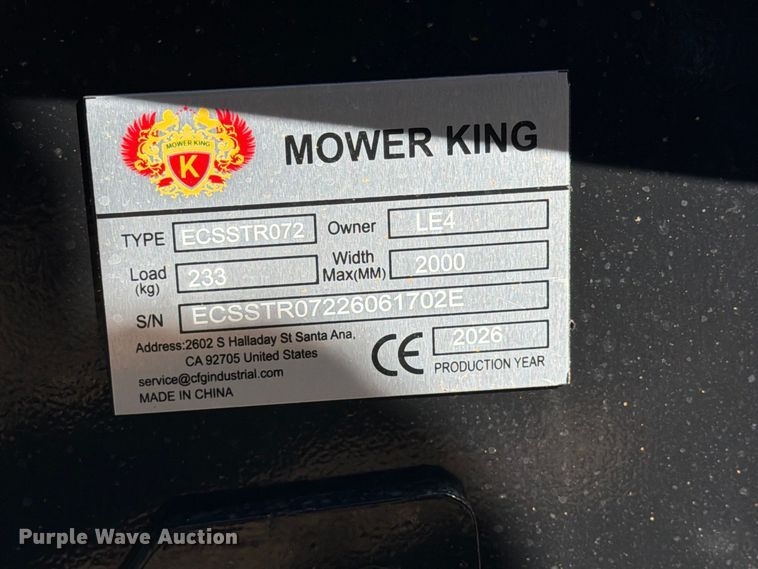 image for item EX4353 2026 Mower King ECSSTRO72 skid steer tiller