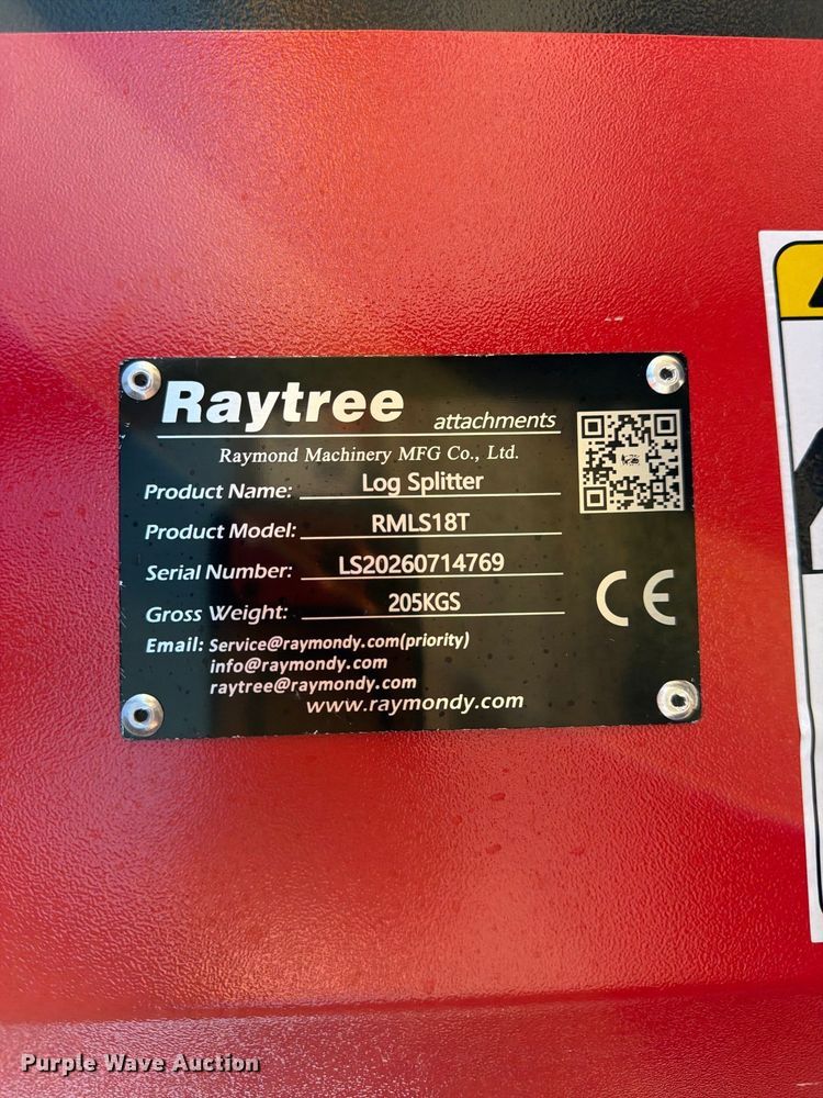 image for item EX4365 Raytree RMLS18T skid steer log splitter