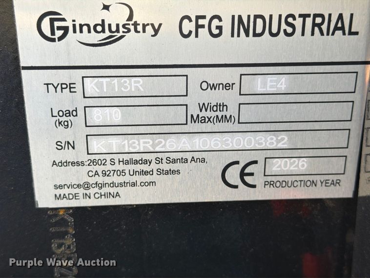 image for item EX4376 2026 CFG Industrial KT13R mini excavator