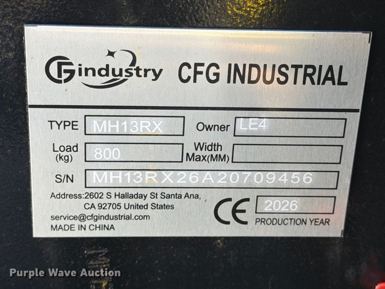 image for item EX4379 2026 CFG Industrial MH13RX mini excavator