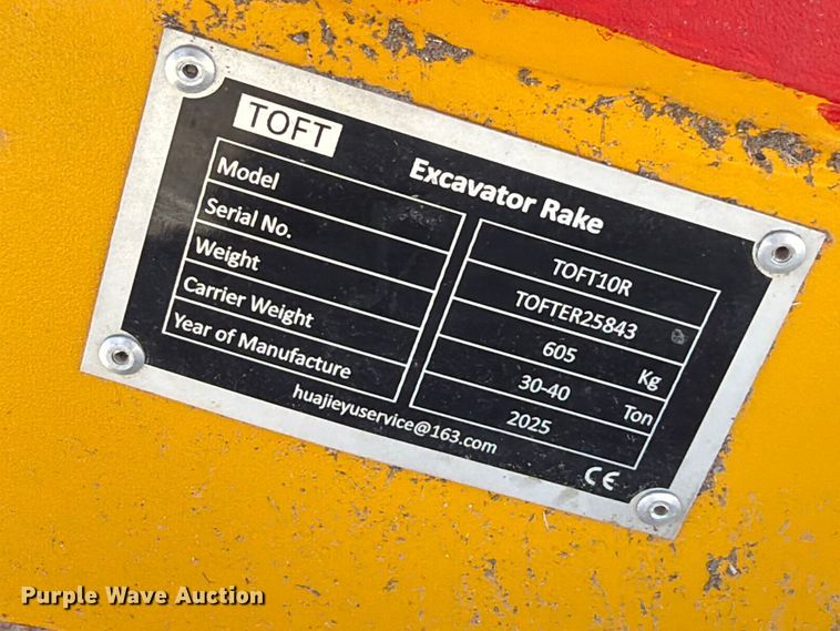 image for item EX4395 2025 Toft TOFT10R excavator rake