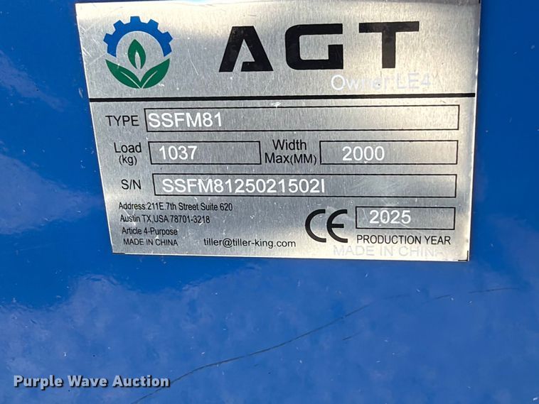 image for item EX4396 2025 AGT SSFM81 skid steer mulcher