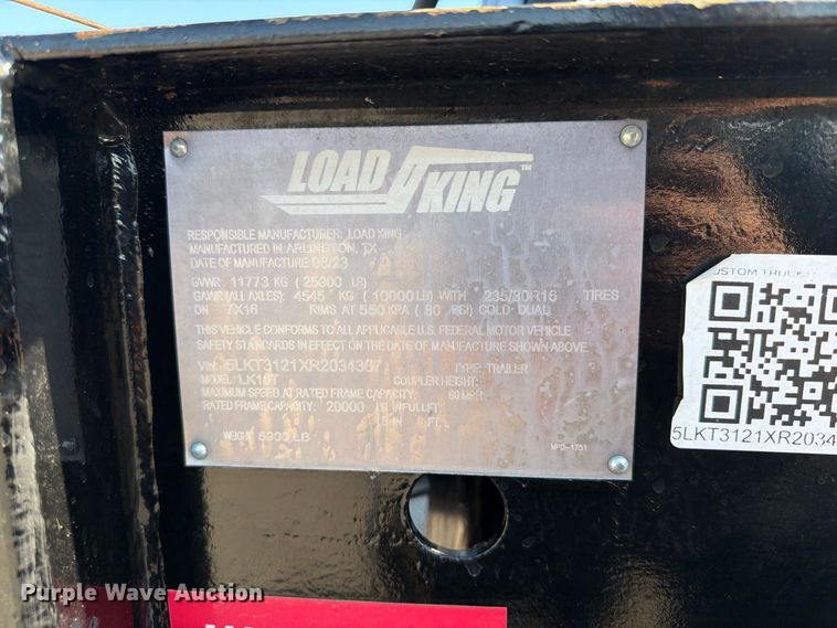 image for item FB5136 2024 Load King LK10T equipment trailer