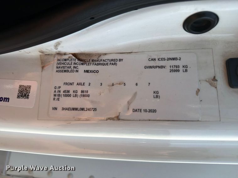 image for item FB5157 2021 International MV607 box truck
