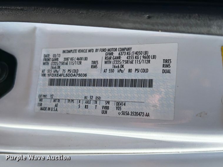 image for item FB5158 2013 Ford E450 box truck
