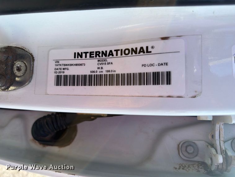 image for item FB5180 2019 International CV515 Crew Cab truck cab and chassis