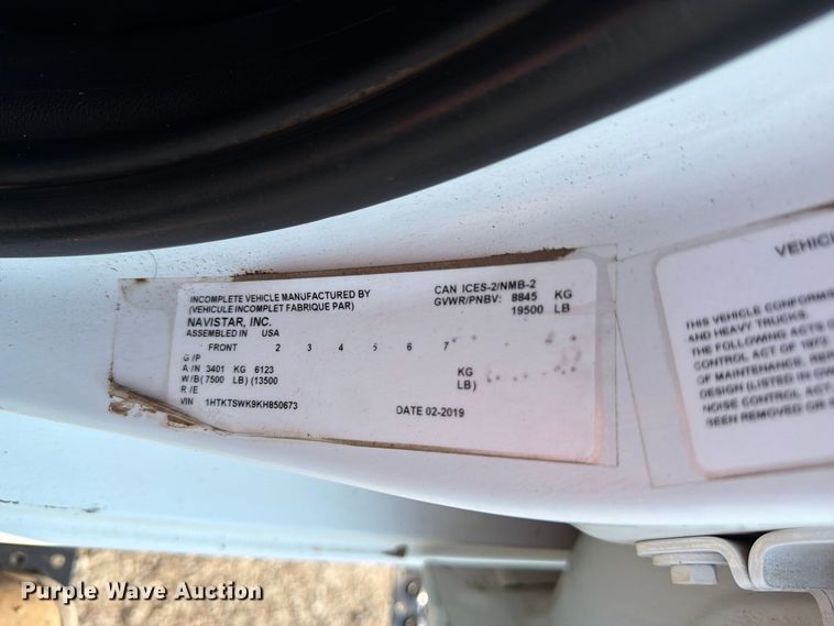 image for item FB5180 2019 International CV515 Crew Cab truck cab and chassis