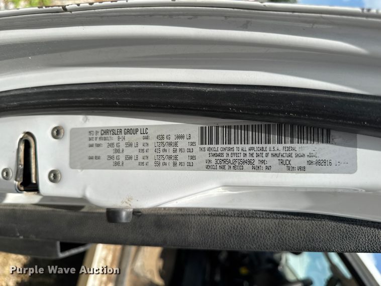 image for item FB5808 2015 RAM 2500 pickup truck