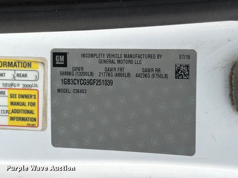 image for item FB5949 2016 Chevrolet Silverado 3500HD utility bed pickup truck