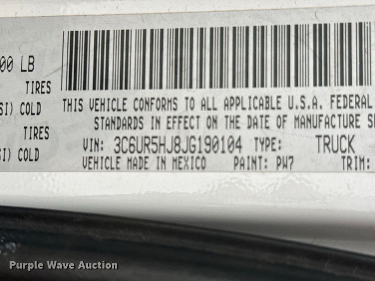 image for item FB6903 2018 RAM 2500 Crew Cab pickup truck