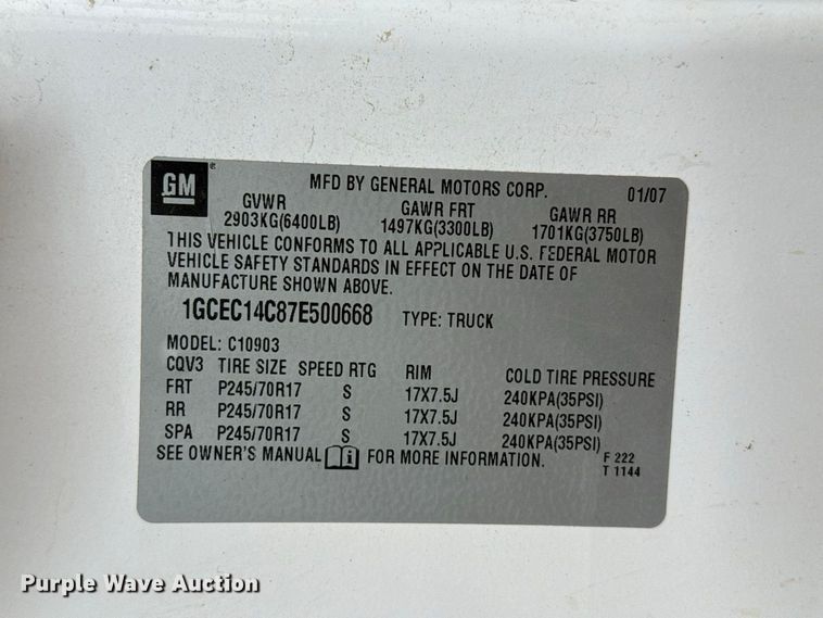 image for item FB6938 2007 Chevrolet Silverado 1500 pickup truck