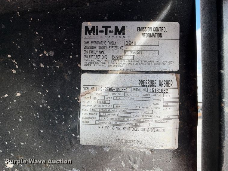 image for item FB8345 Mi-T-M HS-3505-1MGH-T hot pressure washer