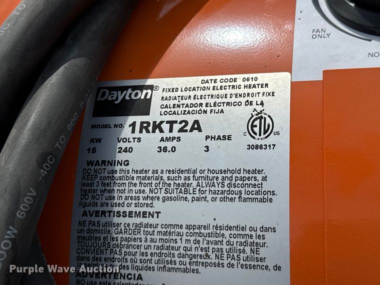 image for item FB8967 (2) Dayton electric heaters
