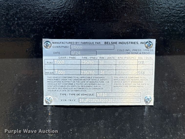 image for item FC4101 2024 Belshe WB14 equipment trailer