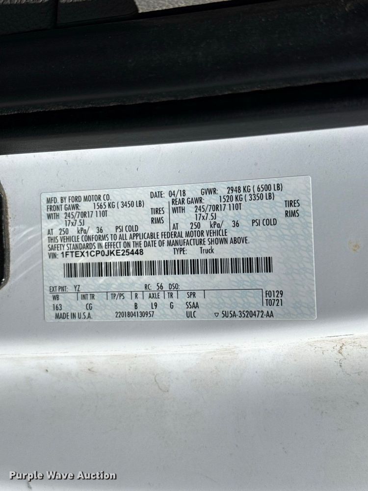 image for item FC4262 2018 Ford F150 Ext. Cab pickup truck