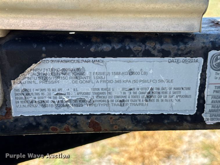 image for item FC4338 2014 MMDI utility trailer