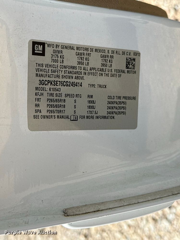 image for item FC4349 2012 Chevrolet Silverado 1500 Crew Cab pickup truck