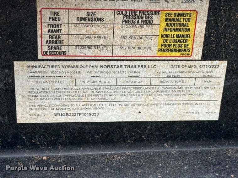 image for item FC4361 2023 Norstar Trailers utility trailer