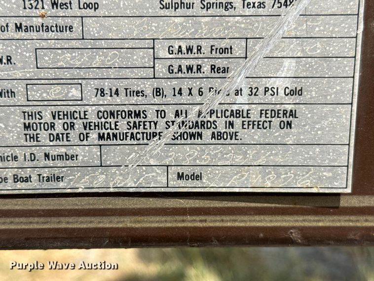 image for item FC4373 1985 Tide Craft Wildfire boat