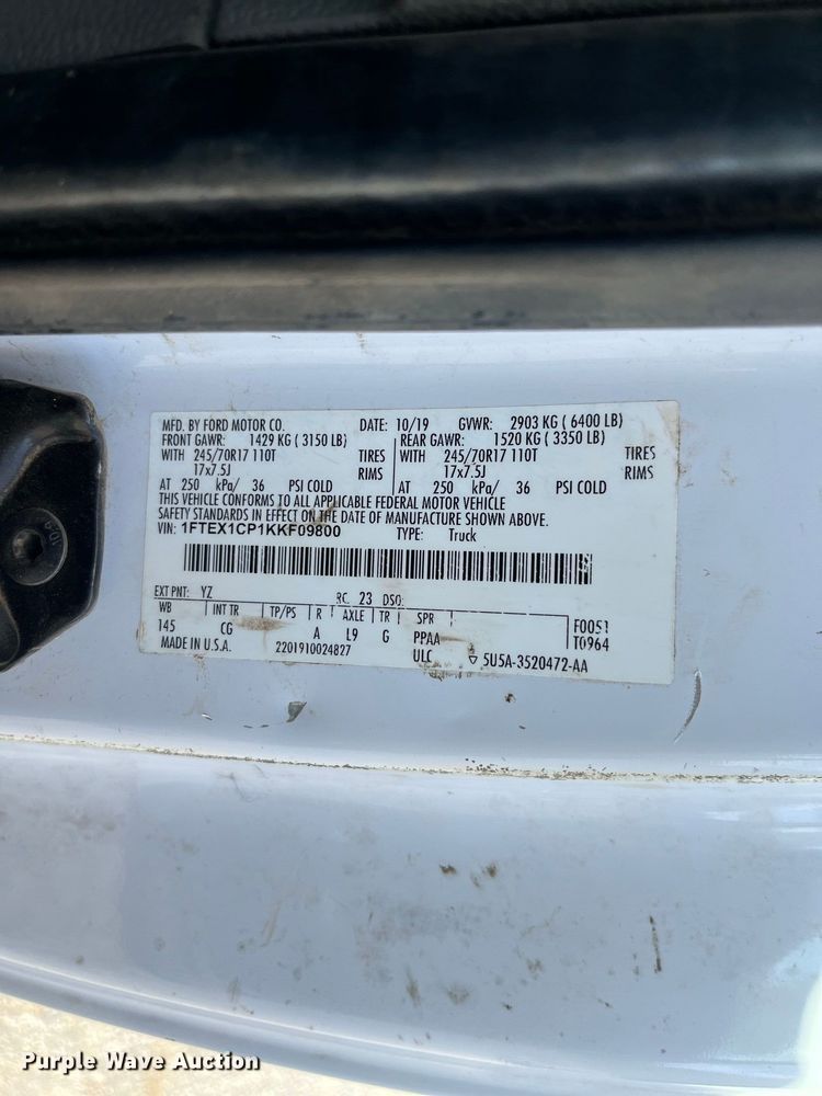 image for item FG0686 2019 Ford F150 XL Ext. Cab pickup truck