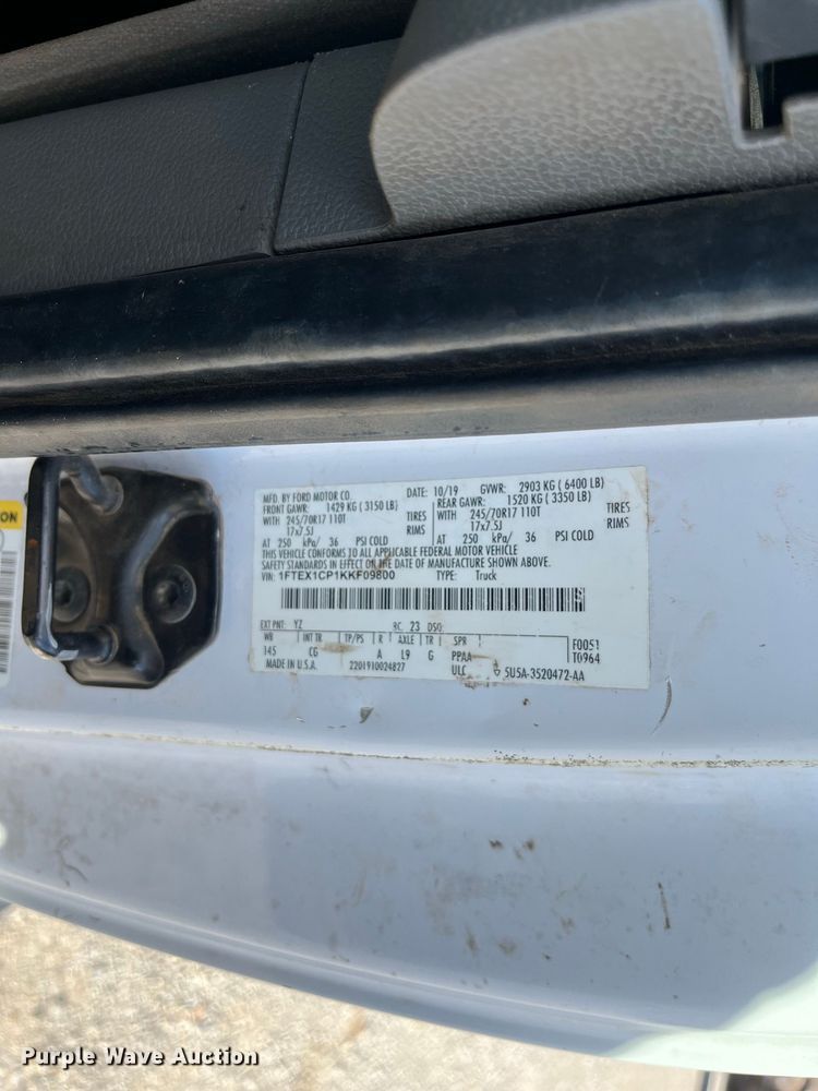 image for item FG0686 2019 Ford F150 XL Ext. Cab pickup truck