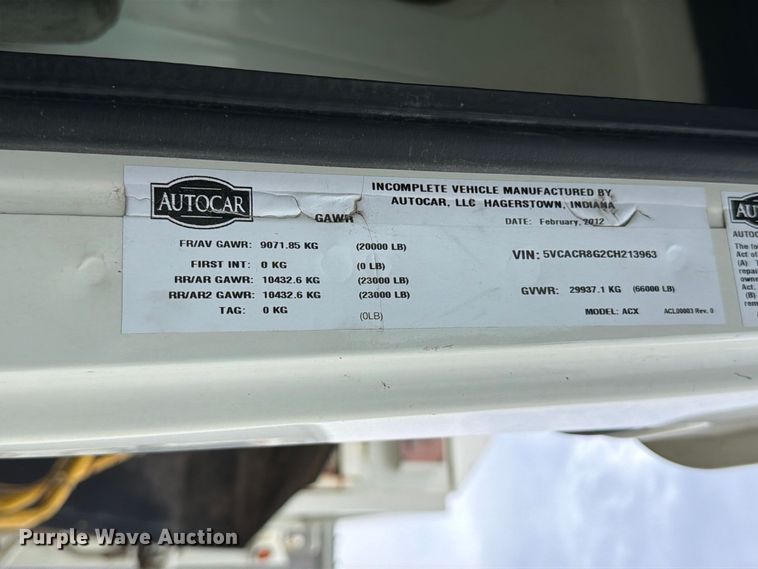 image for item FH6348 2012 Autocar Xpeditor refuse truck