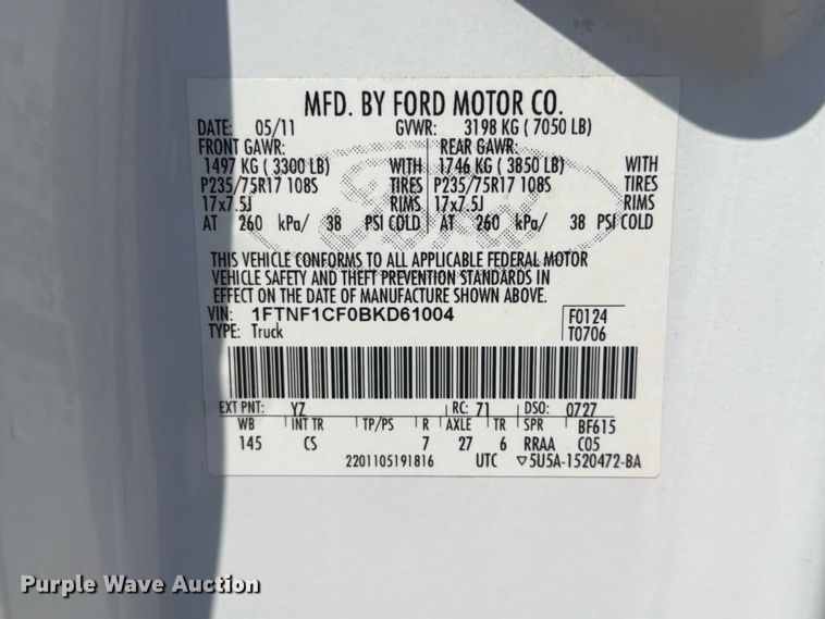 image for item FI0350 2011 Ford F150 pickup truck